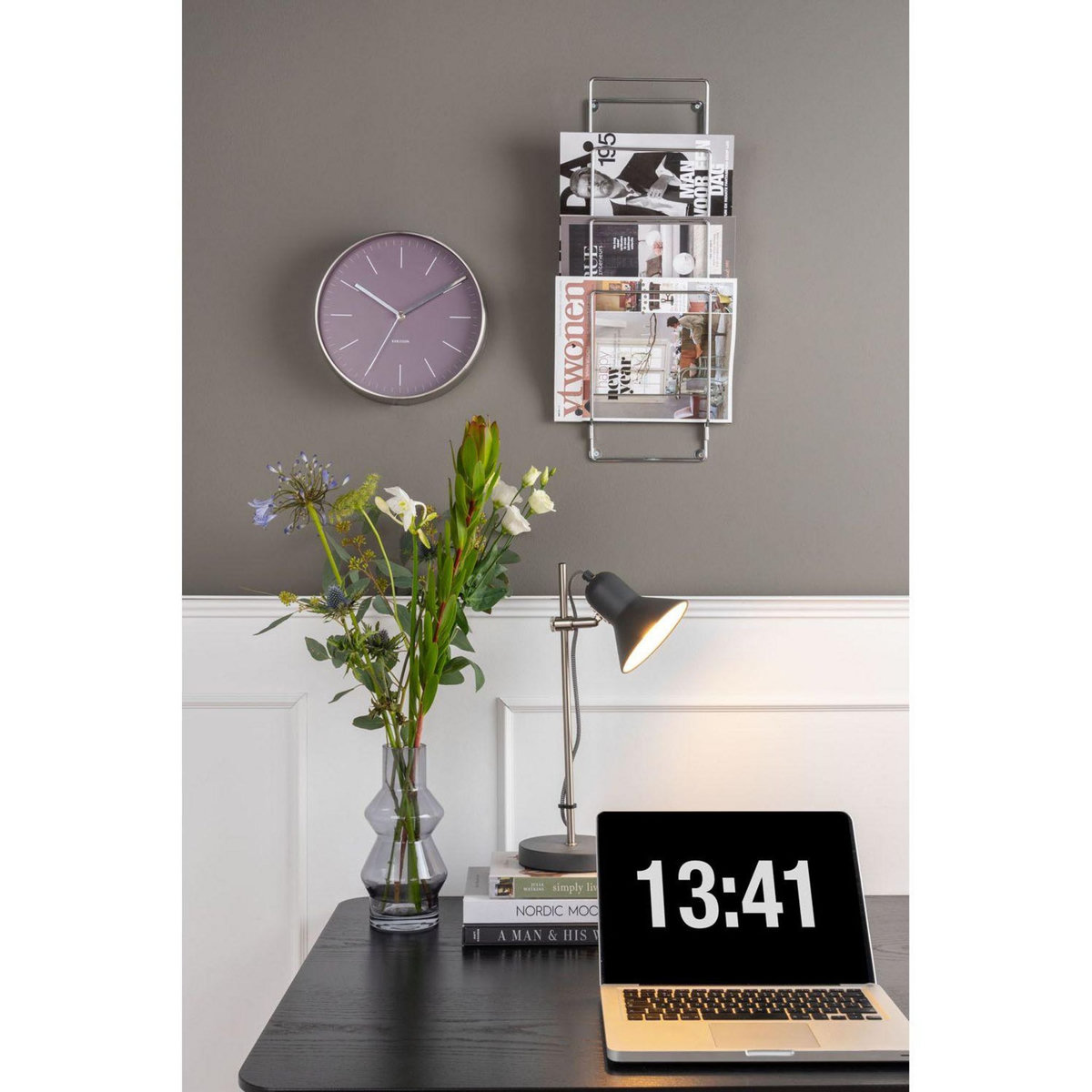 PRESENT TIME Porte-Revues mural élégant en acier