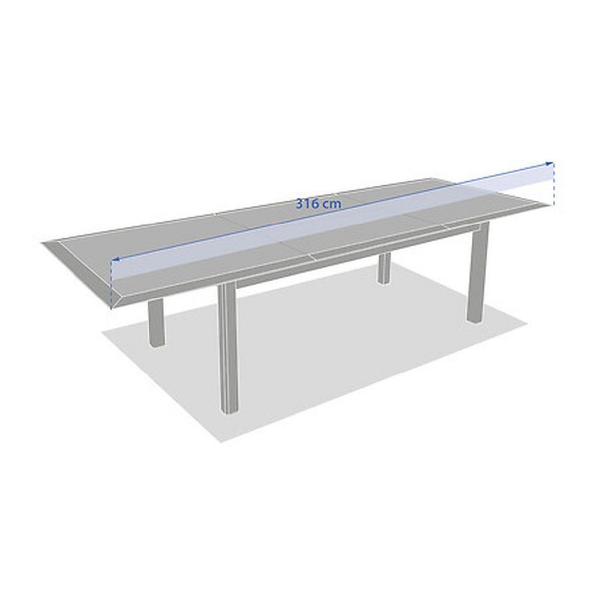 HESPERIDE Table de jardin extensible en aluminium effet bois 12 places ALLURE - Grège et avoine