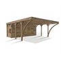 Voir la diapositive 1 : Carport bois 2 voitures toit plat avec remise de 10m²