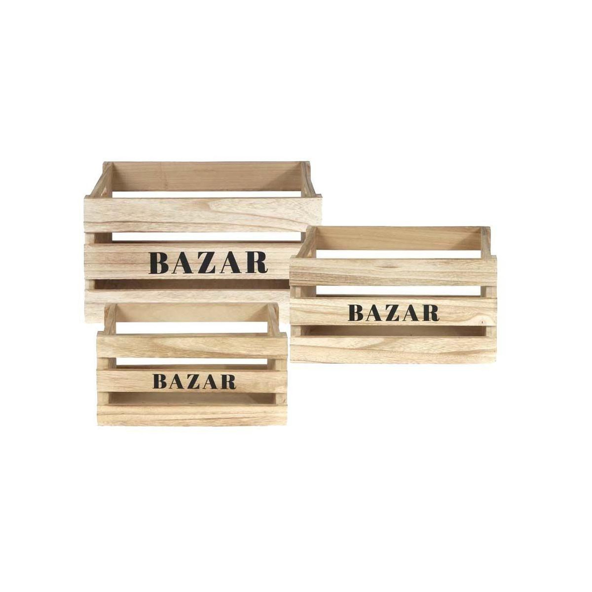 The Home Deco Factory Lot de 3 cagettes déco  bazar  40cm naturel