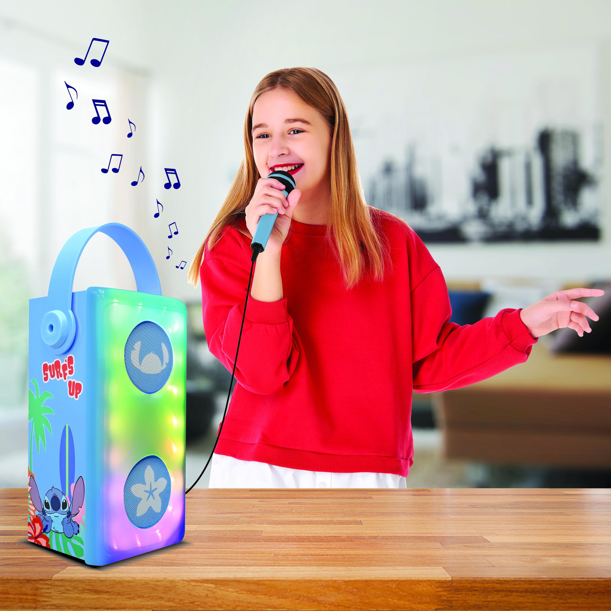 Voir la diapositive 6 : Lexibook Enceinte Bluetooth portable avec micro et effets lumineux Stitch