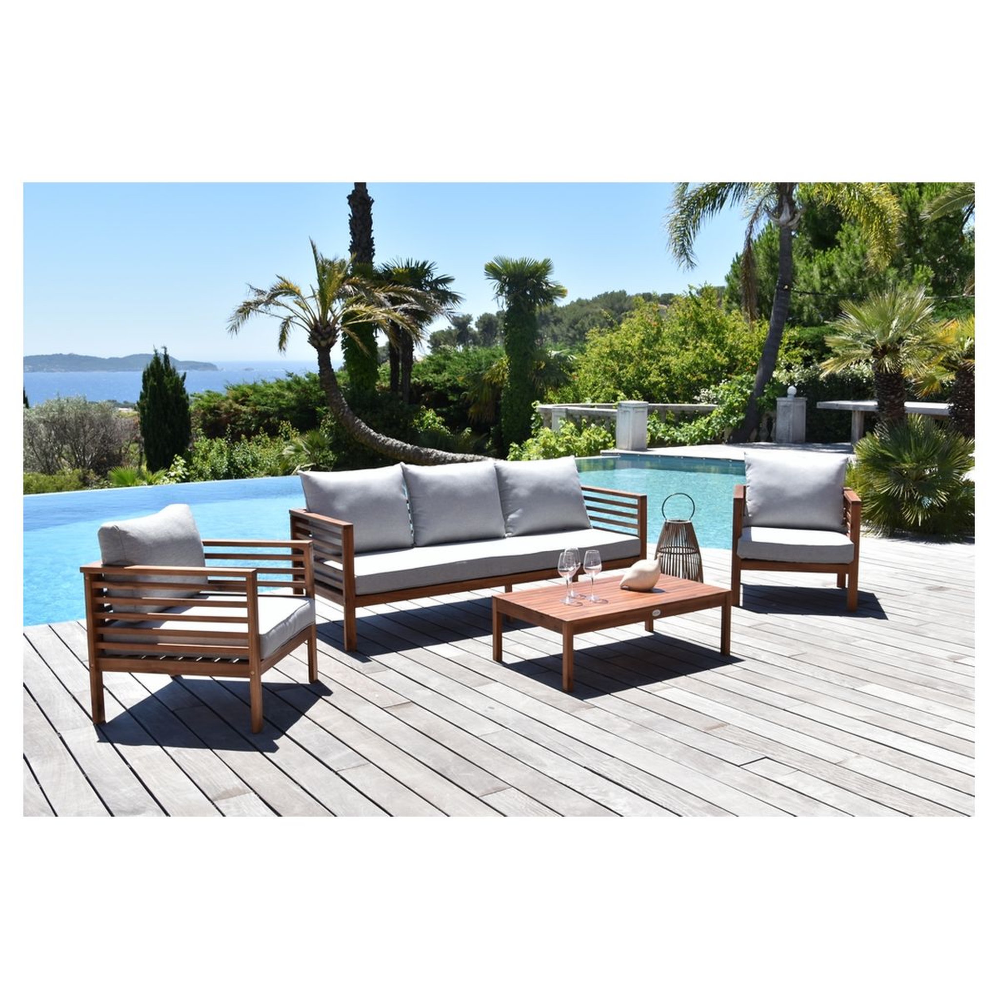 Voir la diapositive 1 : Givex Salon bas de jardin - 4 places - Bois - COPENHAGUE