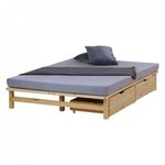 HomeStyle4U Lit en Palette 140x200 cm avec 2 Tiroirs et Sommier à Lattes - Élégance et Praticité
