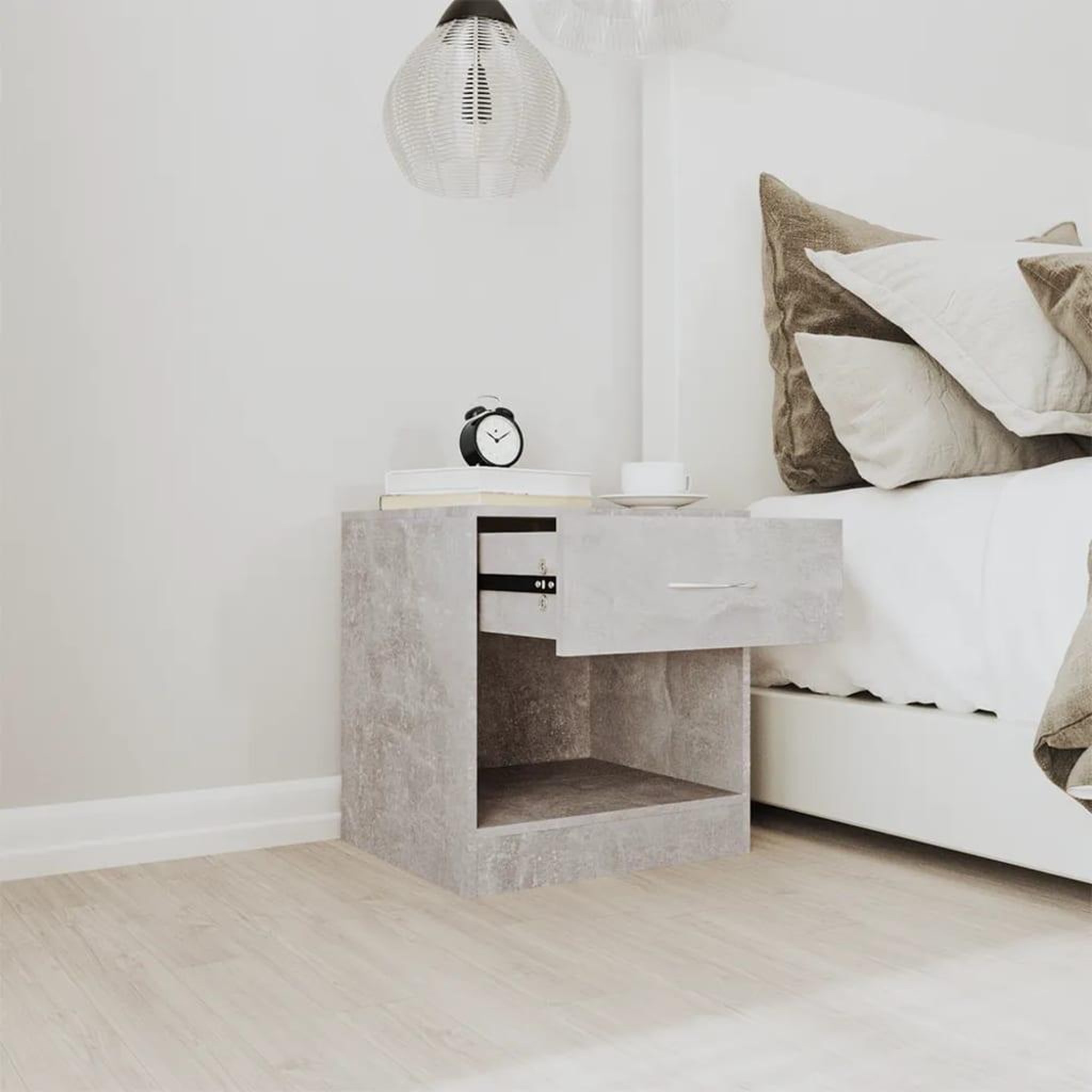 Voir la diapositive 4 : VIDAXL Tables de chevet 2 pcs avec tiroir Gris beton