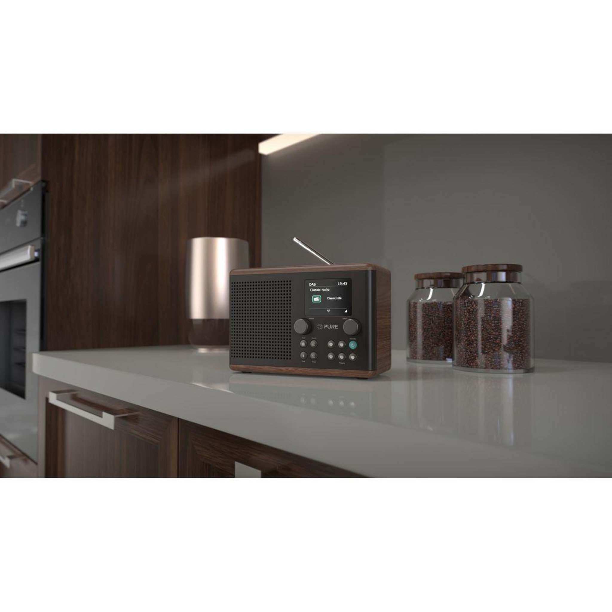 Voir la diapositive 5 : PURE Radio DAB Classic H4 Coffee Black/Walnut