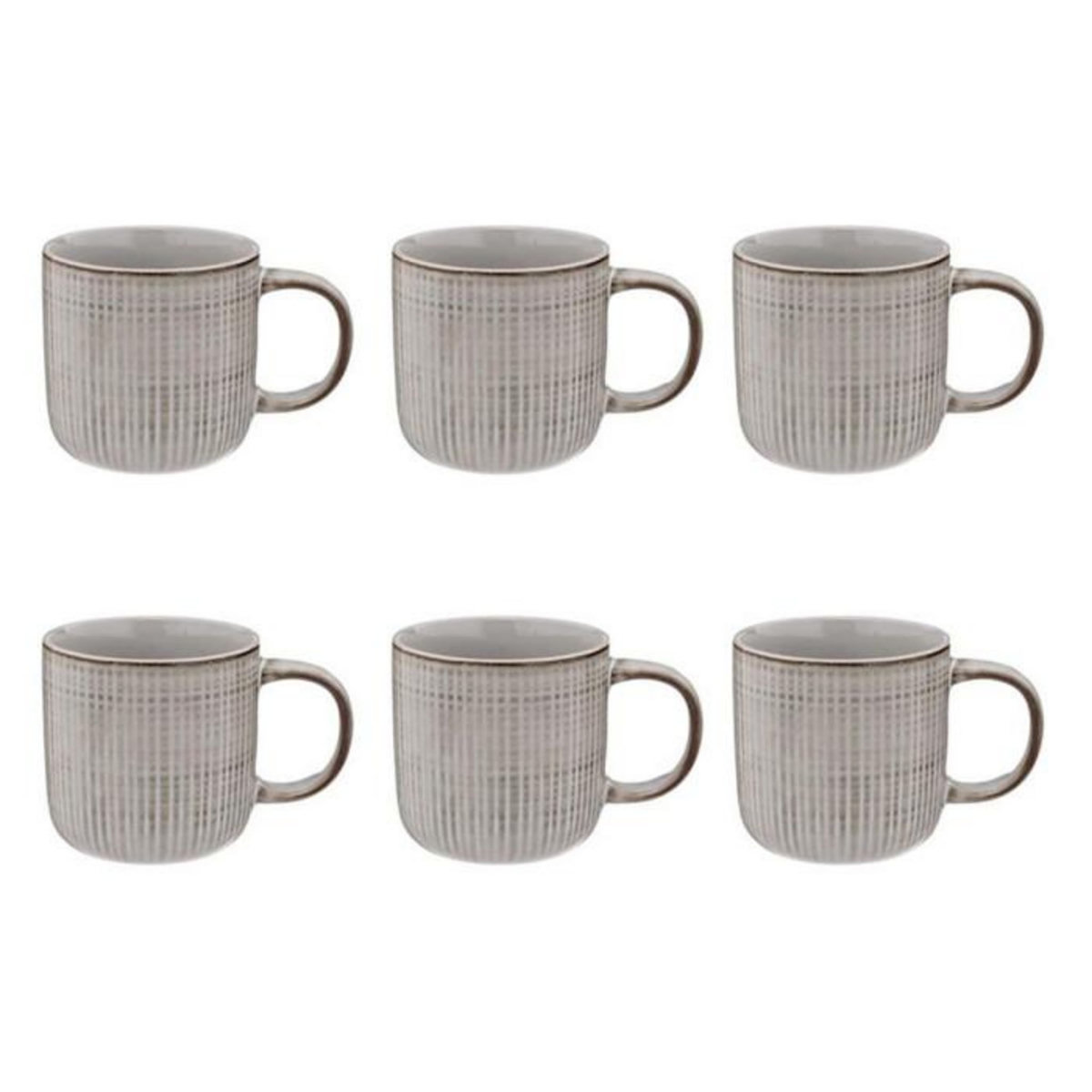 SECRET DE GOURMET Lot de 6 Mugs en Faïence  Sarah  35cl Gris