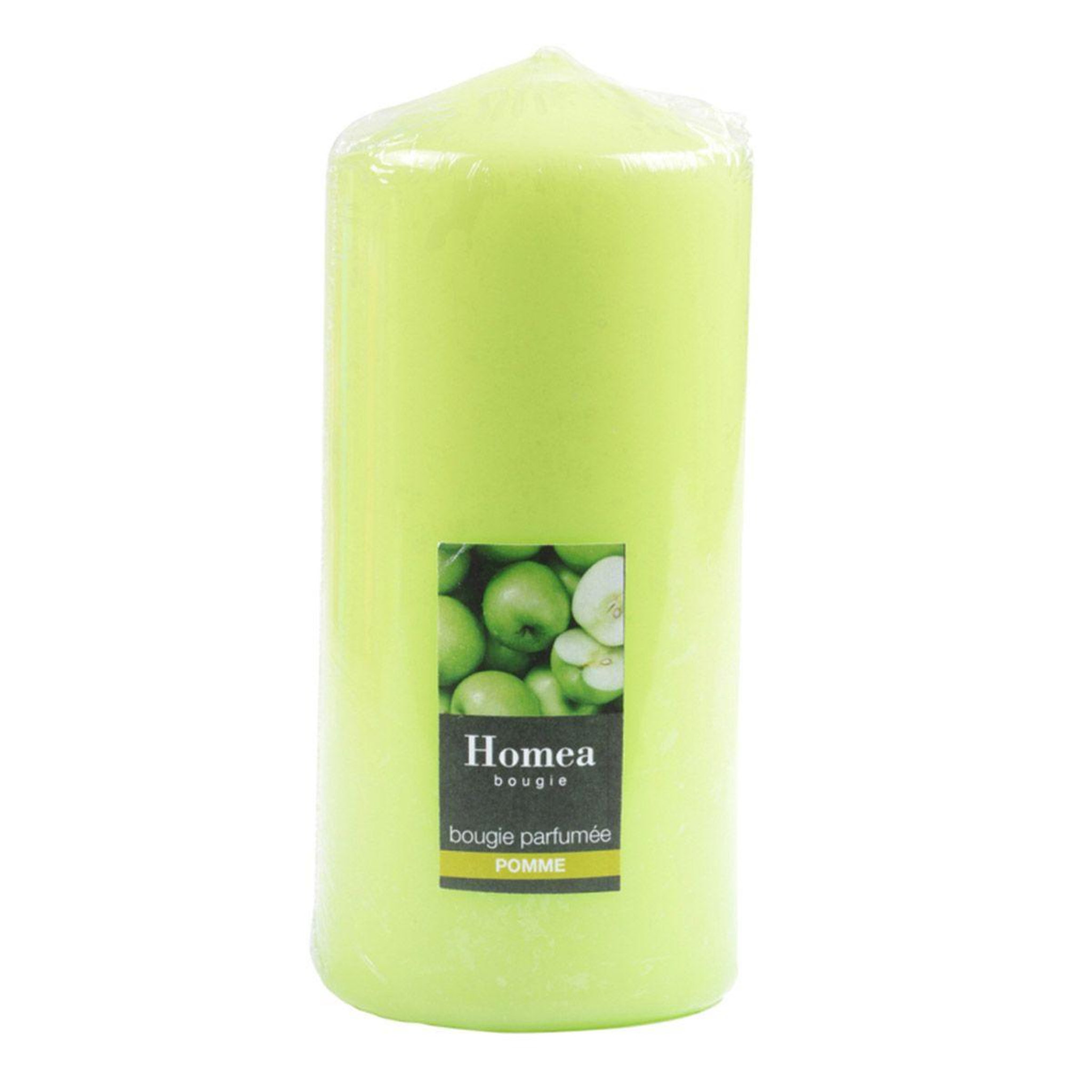 Voir la diapositive 2 : HOMEA Bougie pilier design  essentiel  15cm pomme