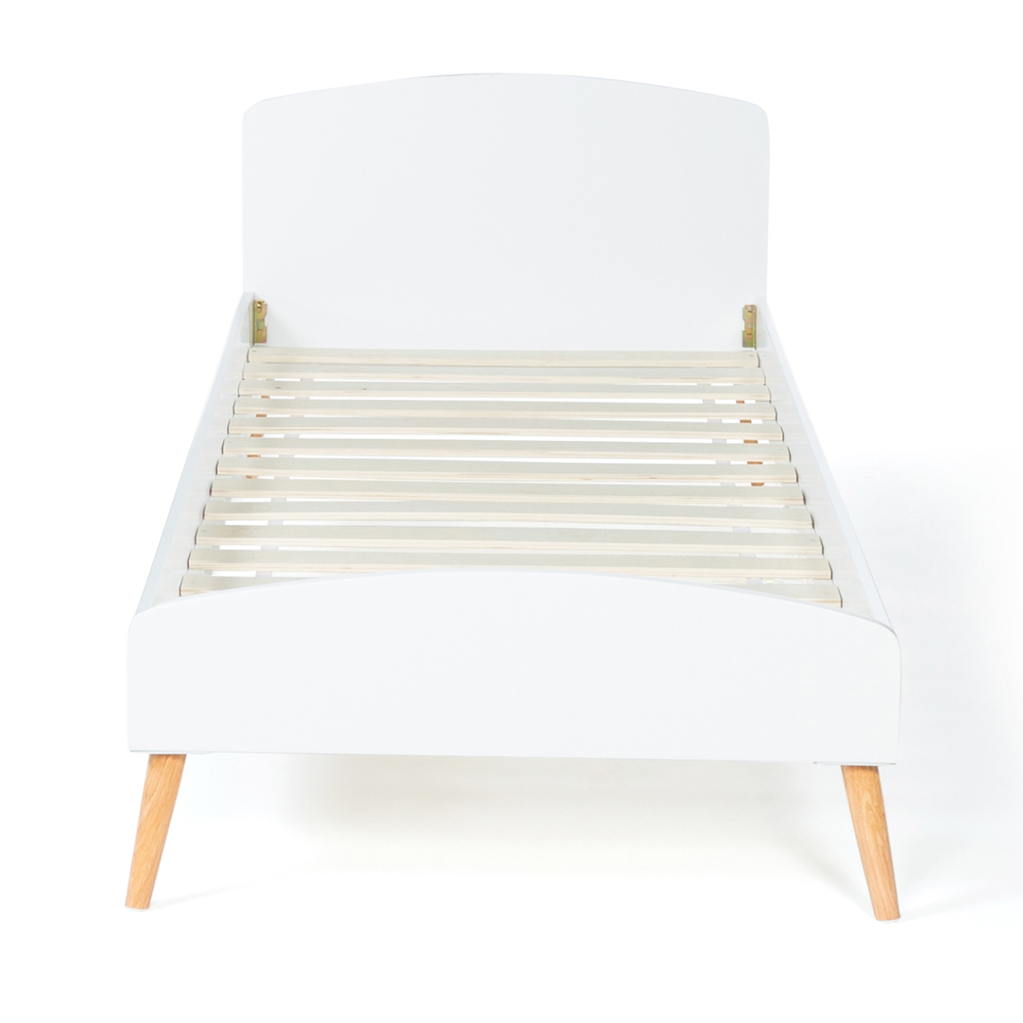 Voir la diapositive 3 : ID MARKET Lit simple scandinave 90 x 190 cm soren bois et blanc