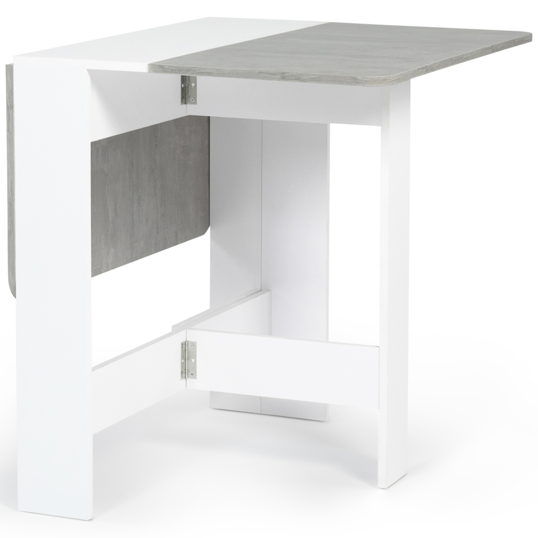 Voir la diapositive 4 : ID MARKET Table console pliable edi 2-4 personnes blanche plateau effet béton 103 x 76 cm