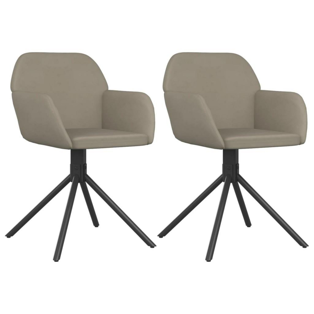 VIDAXL Chaises pivotantes a manger lot de 2 Gris clair Velours