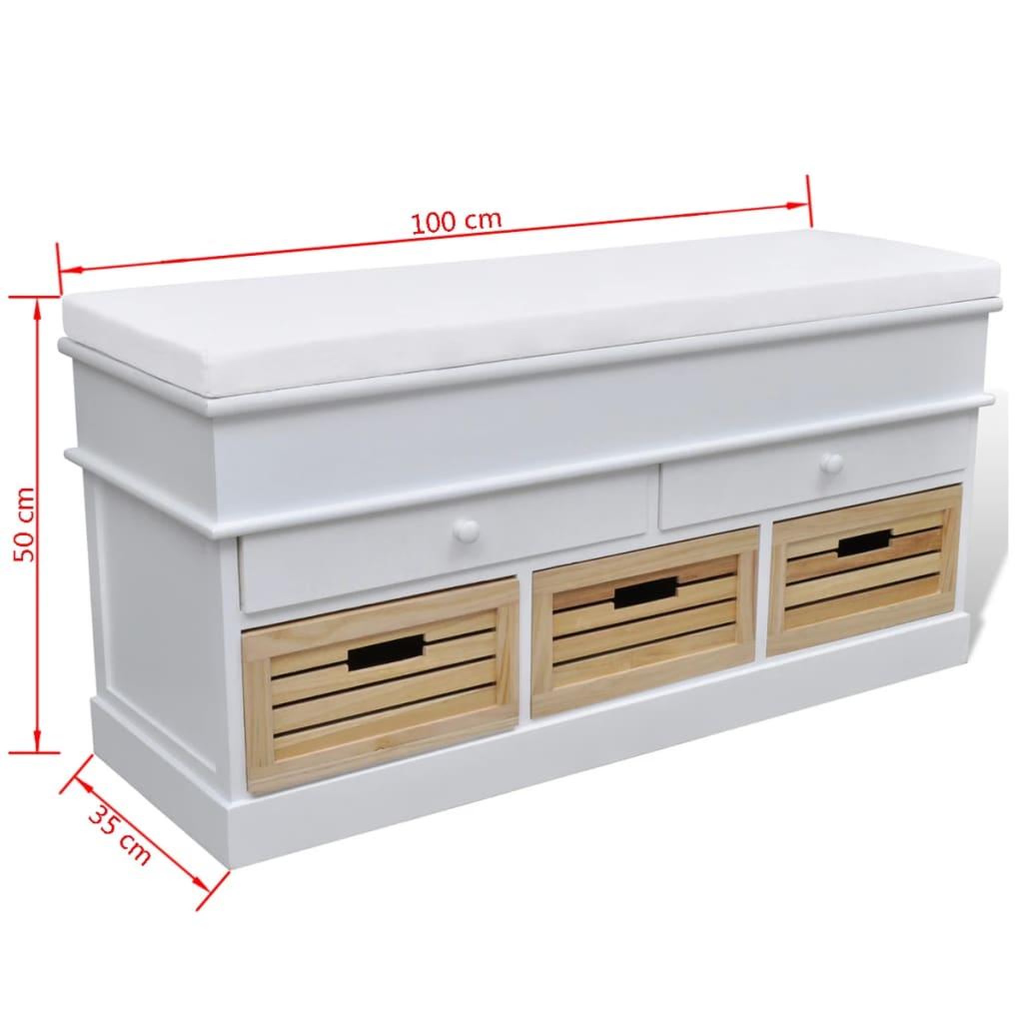 Voir la diapositive 6 : VIDAXL Banc d'entree et de rangement avec coussin 2 tiroirs blanc
