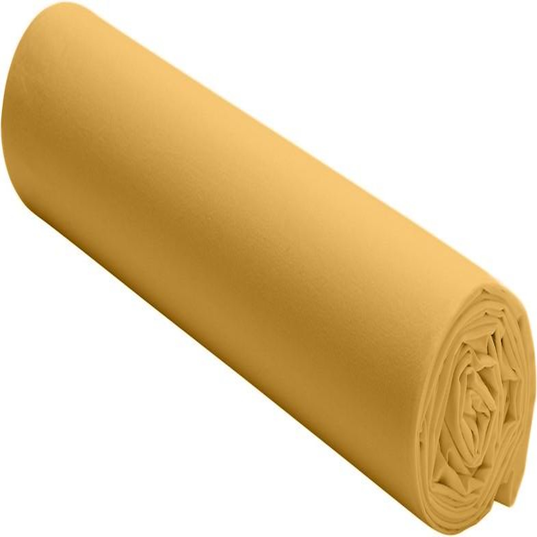 BATON ROUGE Drap housse 100% percale de coton lavé - jaune moutarde. Coloris disponibles : Jaune