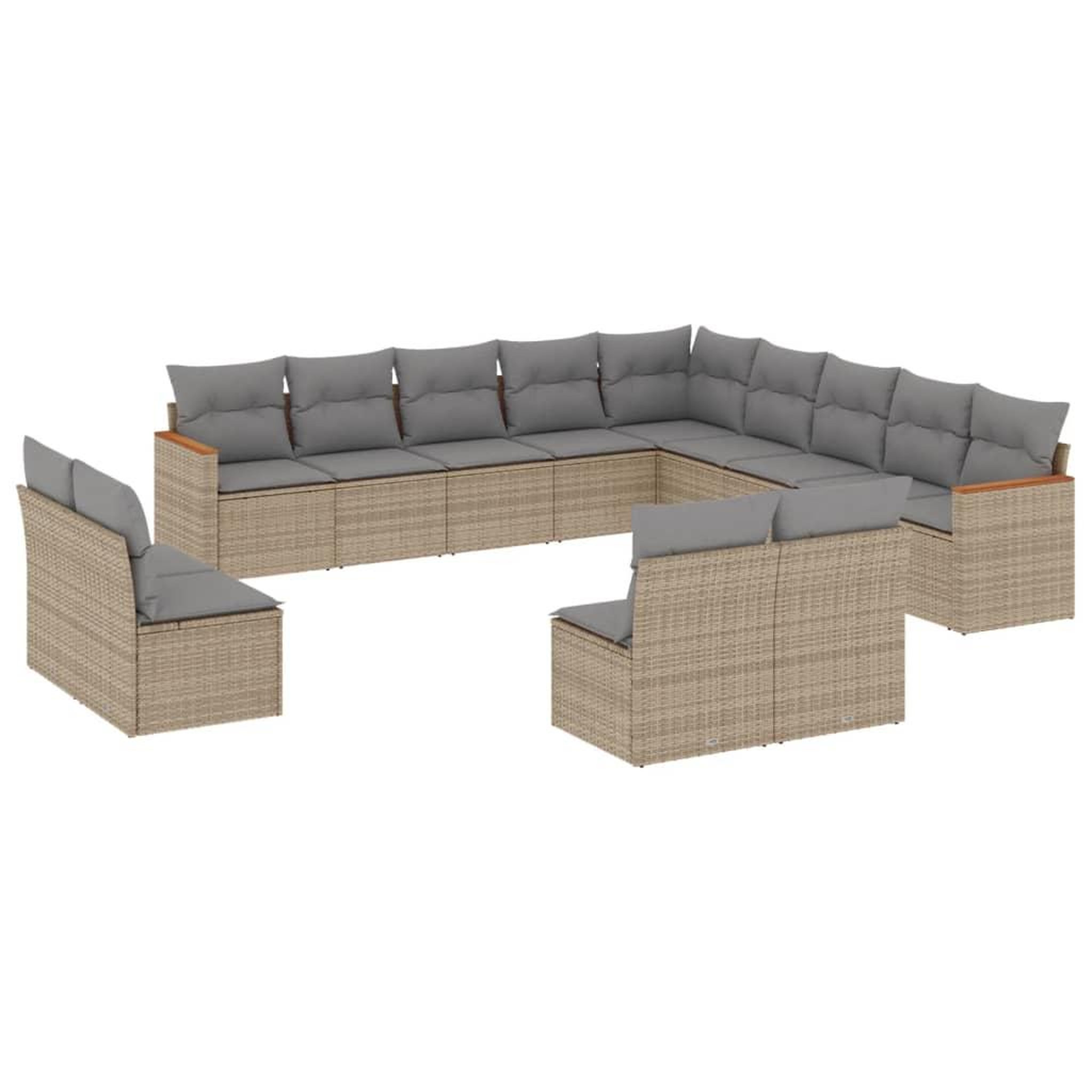 Voir la diapositive 2 : VIDAXL Salon de jardin et coussins 13 pcs melange beige resine tressee