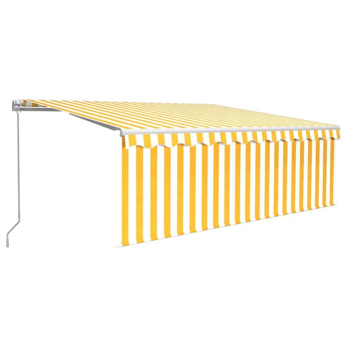 VIDAXL Auvent manuel retractable avec store et LED 4x3m Jaune et blanc