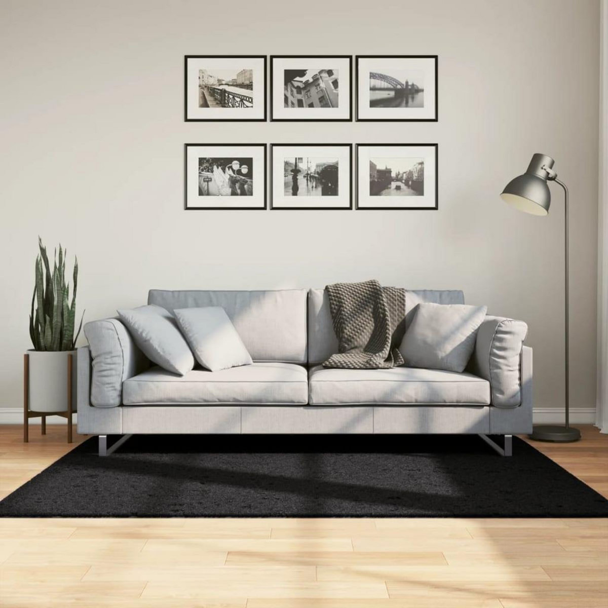VIDAXL Tapis shaggy PAMPLONA poils longs moderne noir 120x170 cm