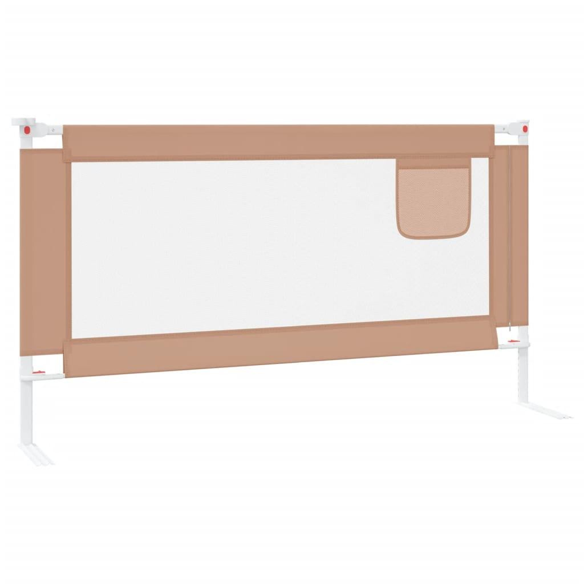 Voir la diapositive 4 : VIDAXL Barriere de securite de lit d'enfant Taupe 160x25 cm Tissu
