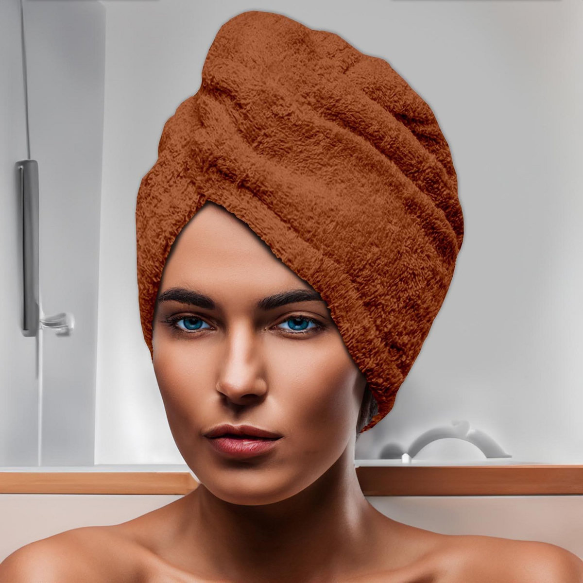 SOLEIL D'OCRE Serviette de bain pour la tête en coton 24x62 cm LAGUNE, par Soleil d'Ocre