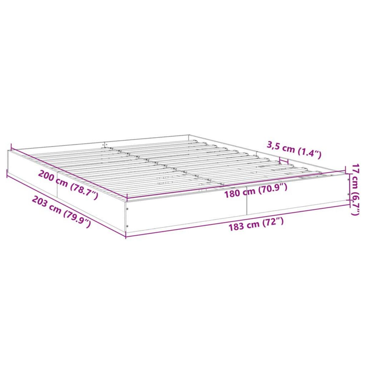 VIDAXL Cadre de lit sans matelas chene fume 180x200 cm
