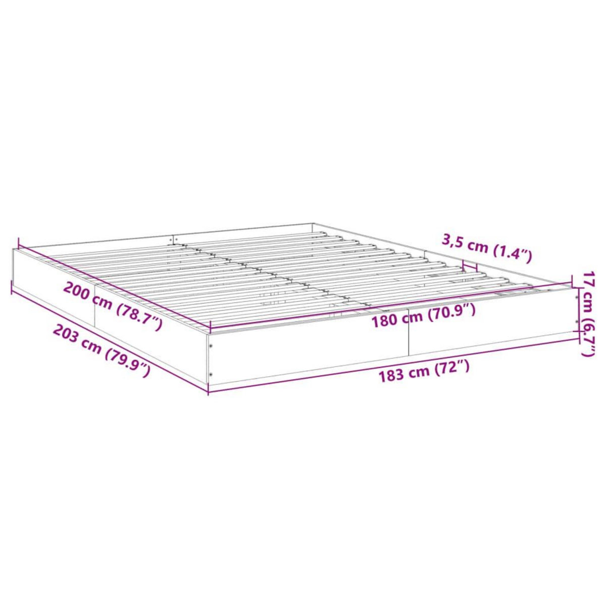 VIDAXL Cadre de lit sans matelas chene fume 180x200 cm