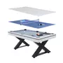 CONCEPT USINE Table multi-jeux en bois blanc ping-pong et billard TEXAS