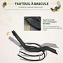 Voir la diapositive 4 : OUTSUNNY Chaise longue à bascule - rocking chair design - tétière, accoudoirs, assise dossier ergonomique - métal époxy textilène noir