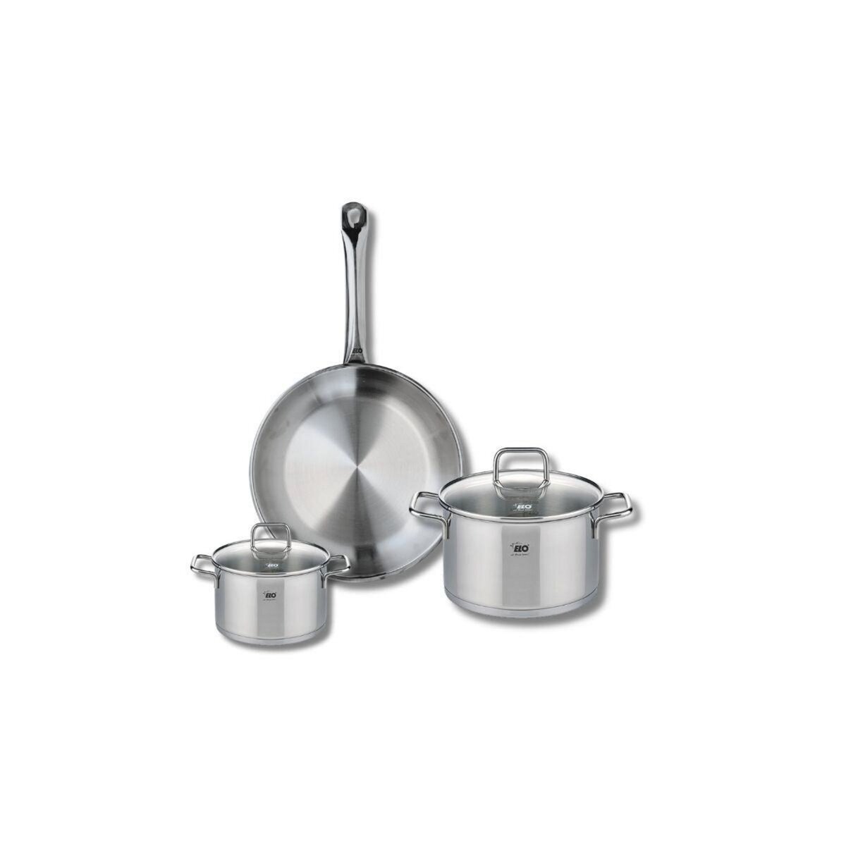 ELO Ensemble de 1 Poêle de cuisson 24 cm et 2 faitouts 12 et 16 cm Elo Profi Citrin