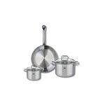 ELO Ensemble de 1 Poêle de cuisson 24 cm et 2 faitouts 12 et 16 cm Elo Profi Citrin