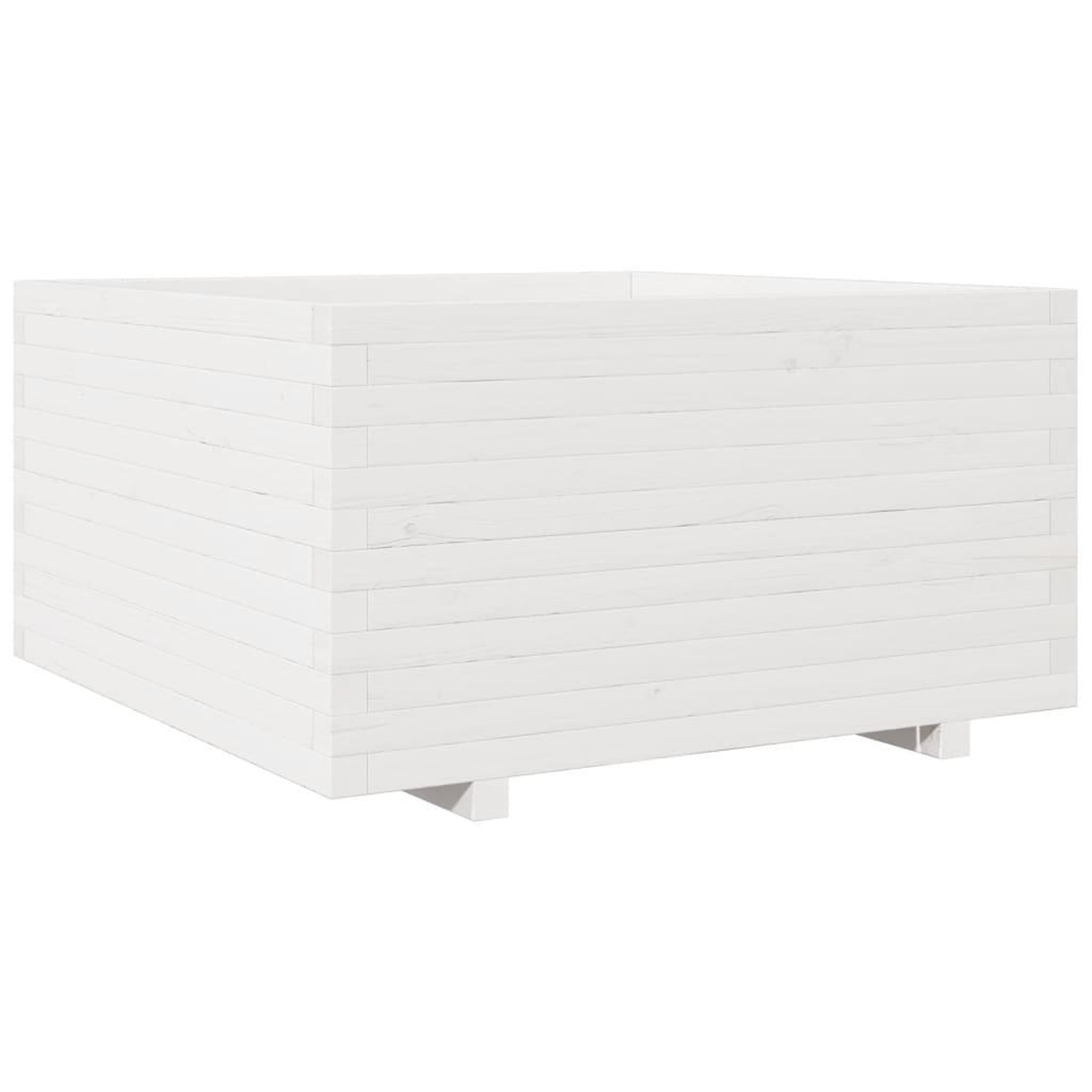 Voir la diapositive 2 : VIDAXL Jardiniere blanc 90x90x49,5 cm bois de pin massif