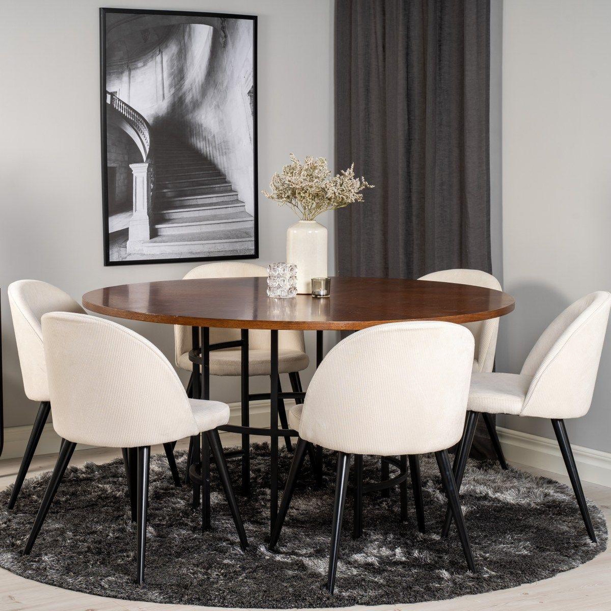 Voir la diapositive 6 : Paris Prix Table à manger ronde  copenhagen  140cm marron