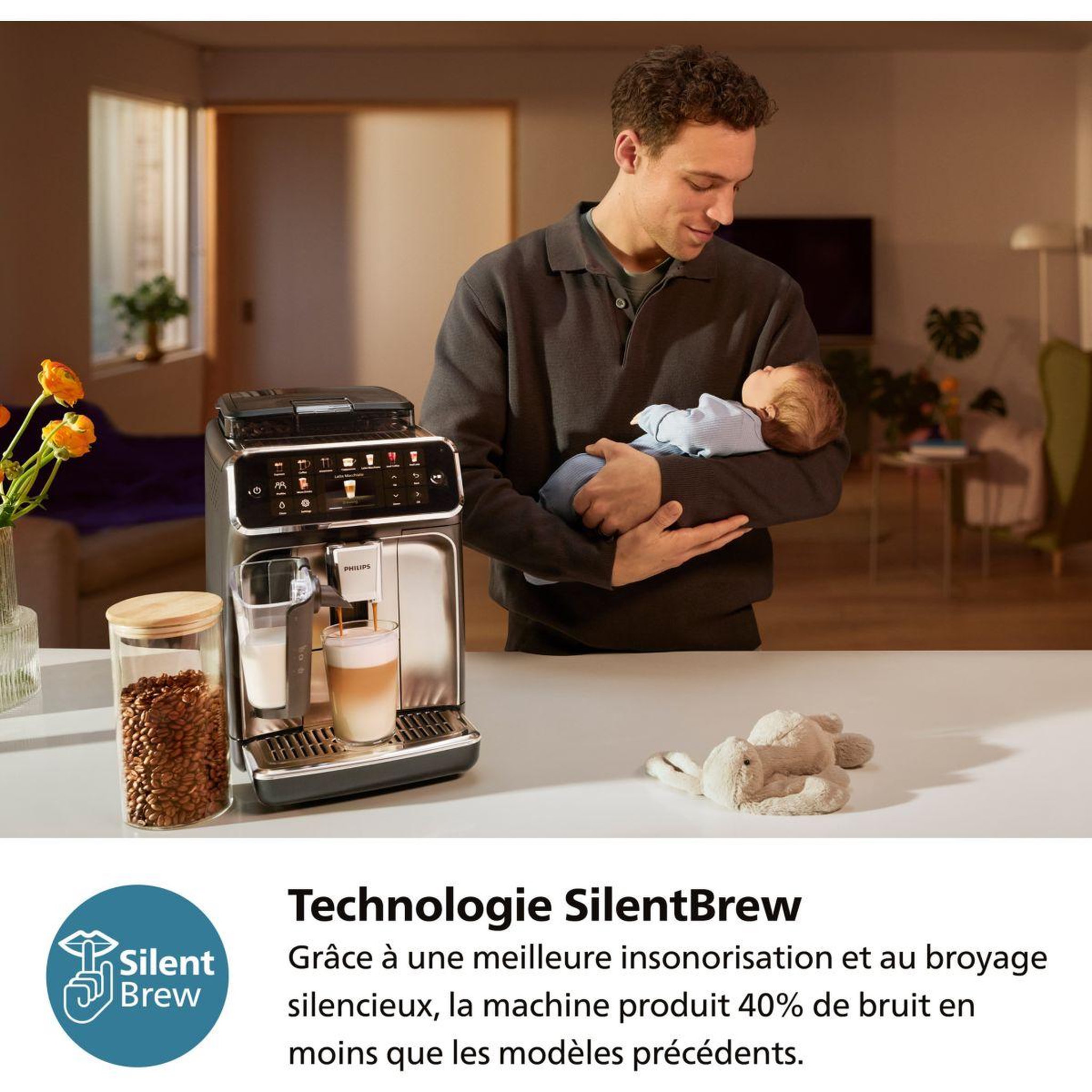 Voir la diapositive 4 : Philips Expresso broyeur lattego silentbrew ep5547/90