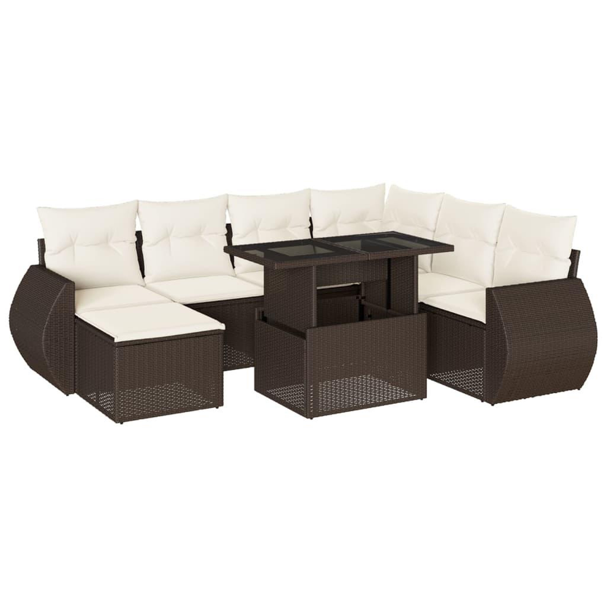 Voir la diapositive 2 : VIDAXL Salon de jardin 8 pcs avec coussins marron resine tressee