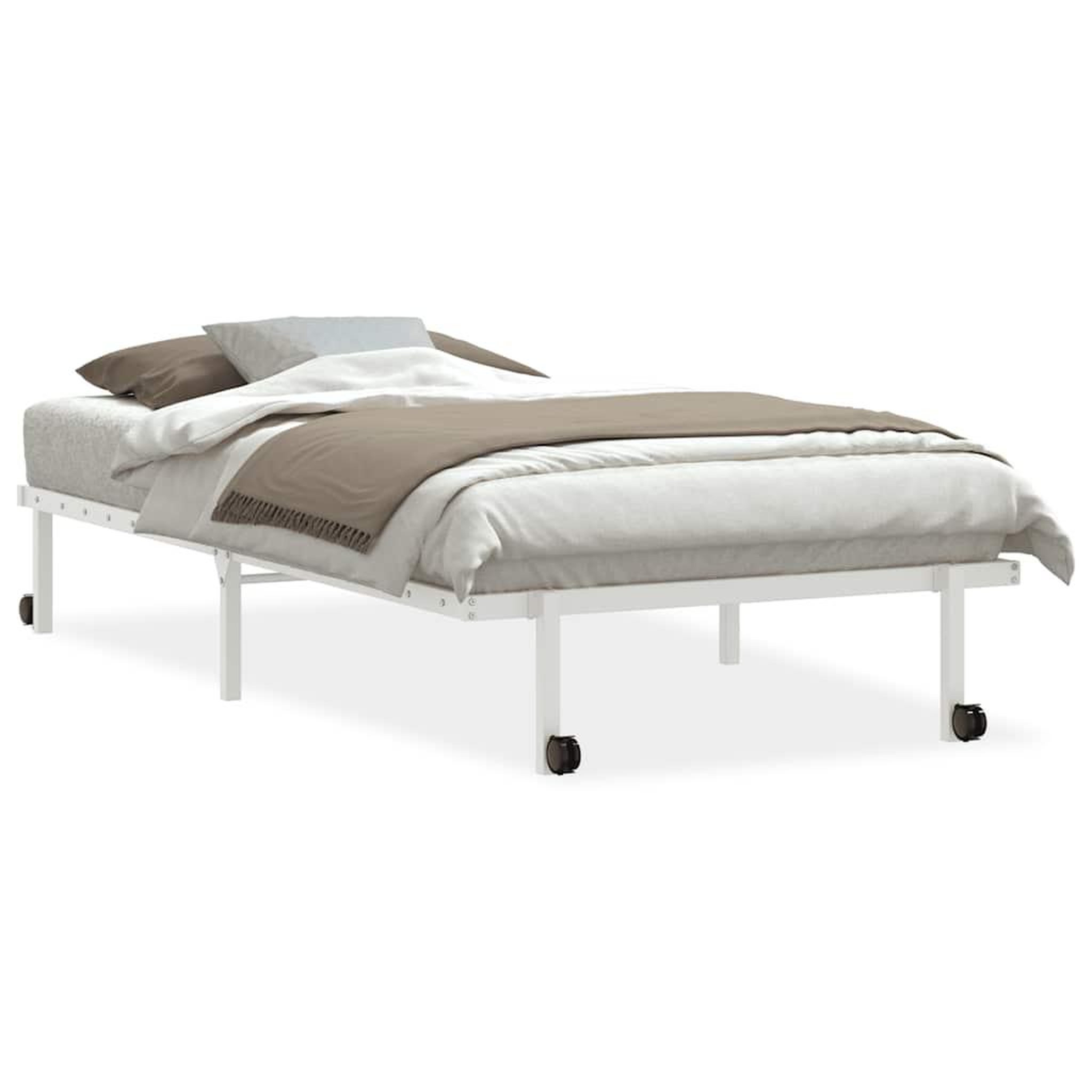 Voir la diapositive 2 : VIDAXL Cadre de lit sans matelas pliable blanc 100x190 cm acier