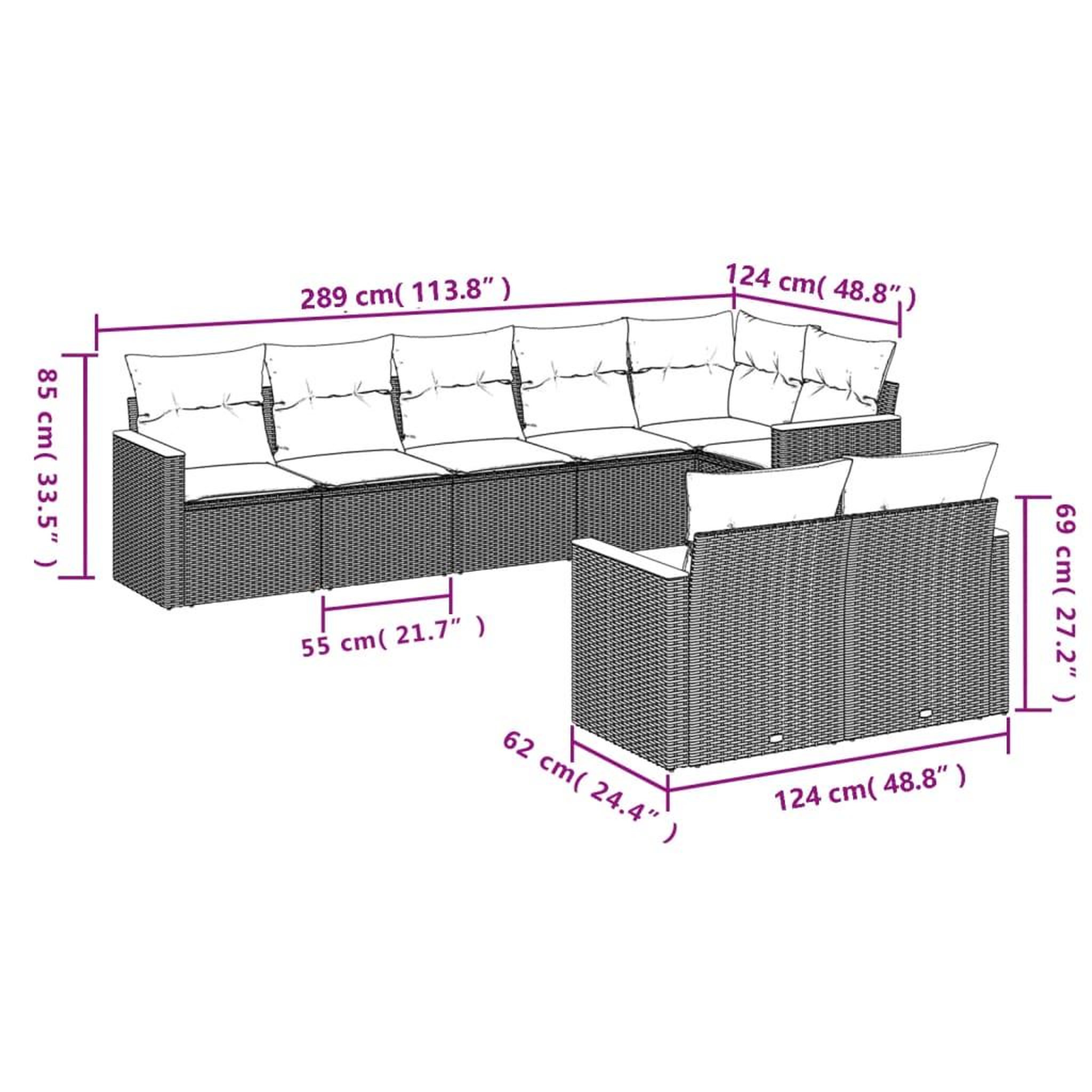 Voir la diapositive 4 : VIDAXL Salon de jardin 8 pcs avec coussins noir resine tressee