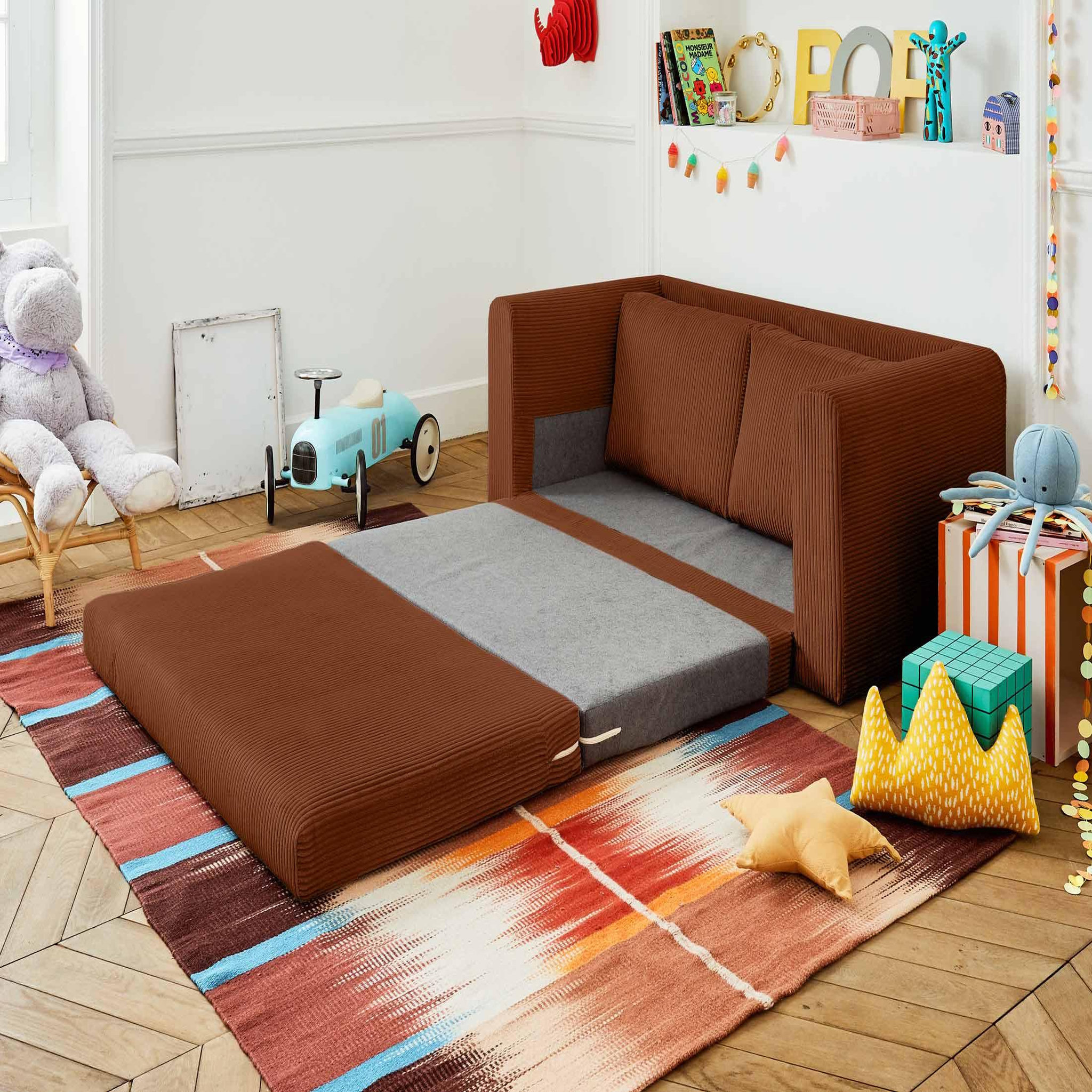 Voir la diapositive 2 : BEST MOBILIER Marilia - canapé 2 places - convertible déplimousse - en velours côtelé
