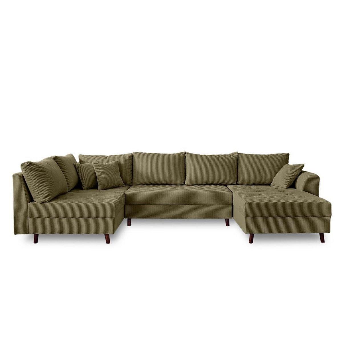 LISA DESIGN Rune - canapé panoramique d'angle gauche - 7 places - en velours côtelé