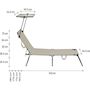 Voir la diapositive 4 : Habitat et Jardin Lot de 2 bains de soleil pliable  Lazy  - Avec pare soleil - Taupe