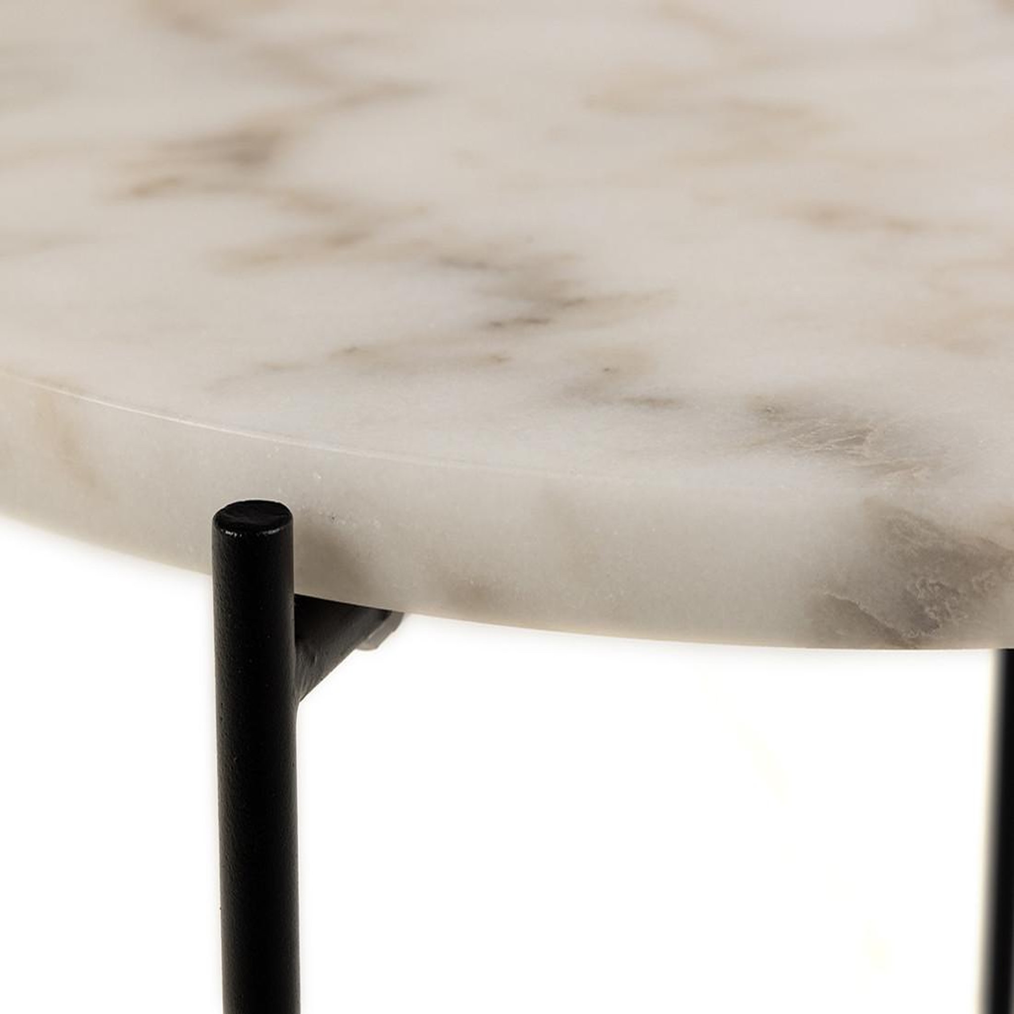 Voir la diapositive 4 : LISA DESIGN Ezaro - table basse ronde - 42 cm - plateau en marbre - pieds en acier