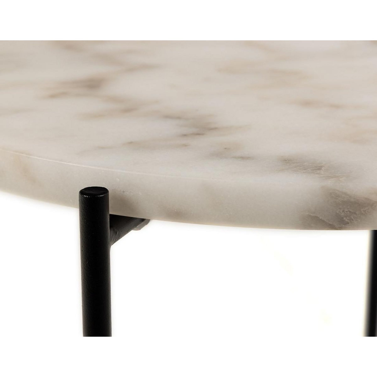 LISA DESIGN Ezaro - table basse ronde - 42 cm - plateau en marbre - pieds en acier