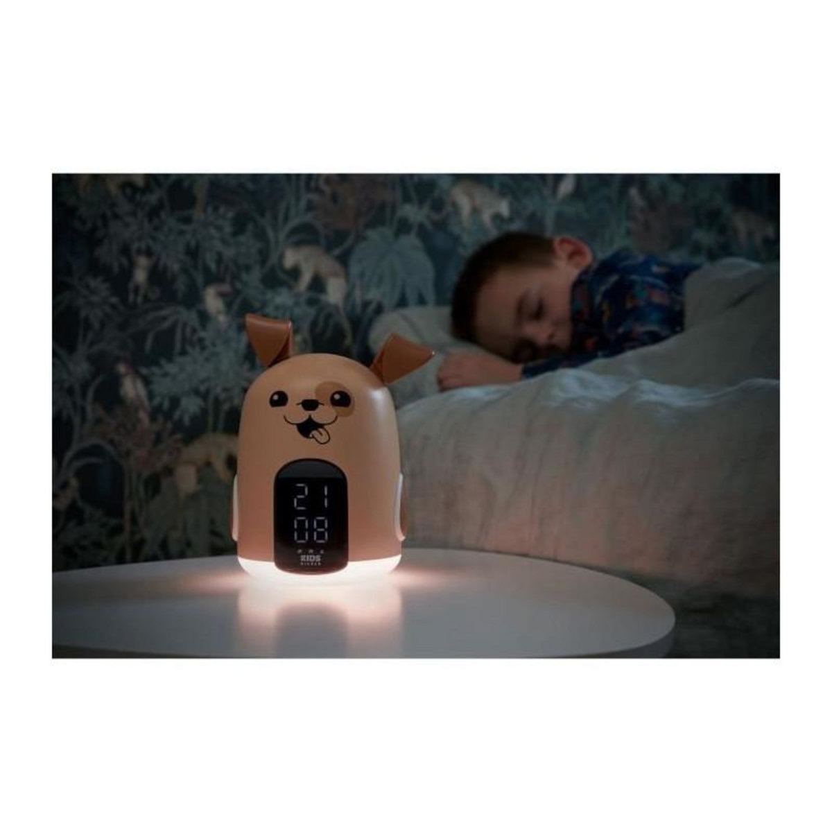 BIGBEN INTERACTIVE Réveil veilleuse - BIGBEN - Forme chien - Affichage LED, 3 mélodies, Intensité réglable, Alim. 230V