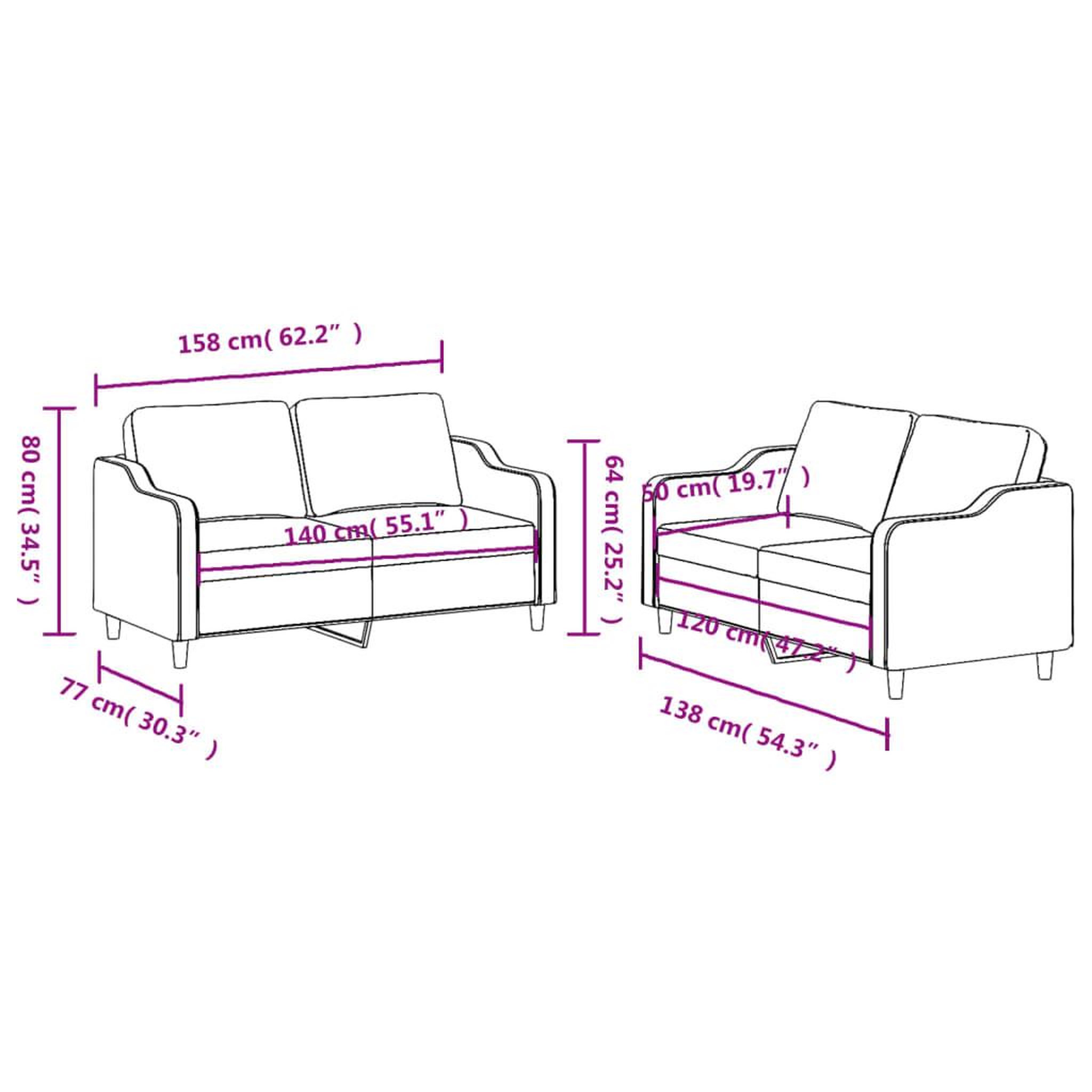 Voir la diapositive 6 : VIDAXL Ensemble de canapes 2 pcs avec coussins Taupe Tissu
