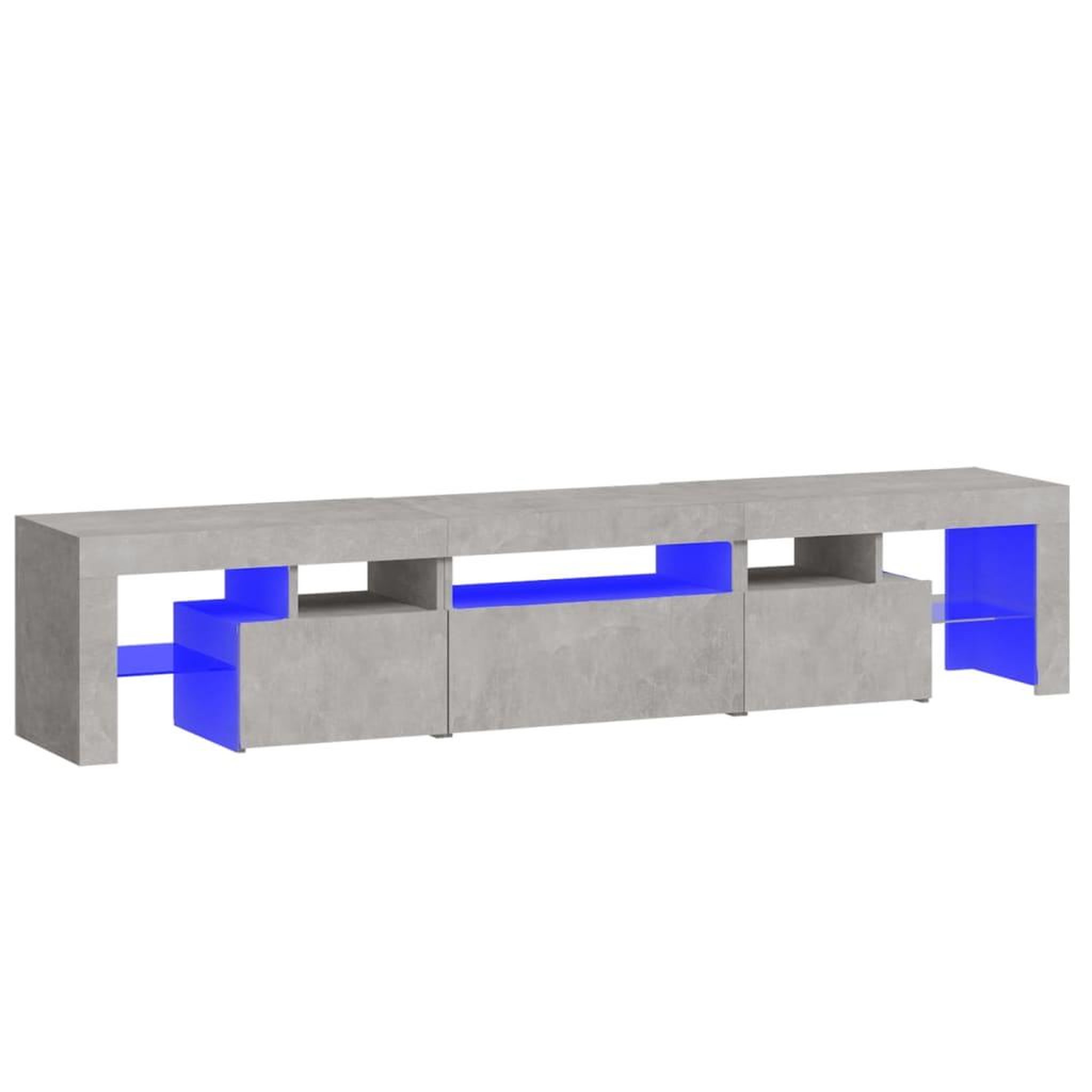 Voir la diapositive 2 : VIDAXL Meuble TV avec lumieres LED Gris beton 200x36,5x40 cm