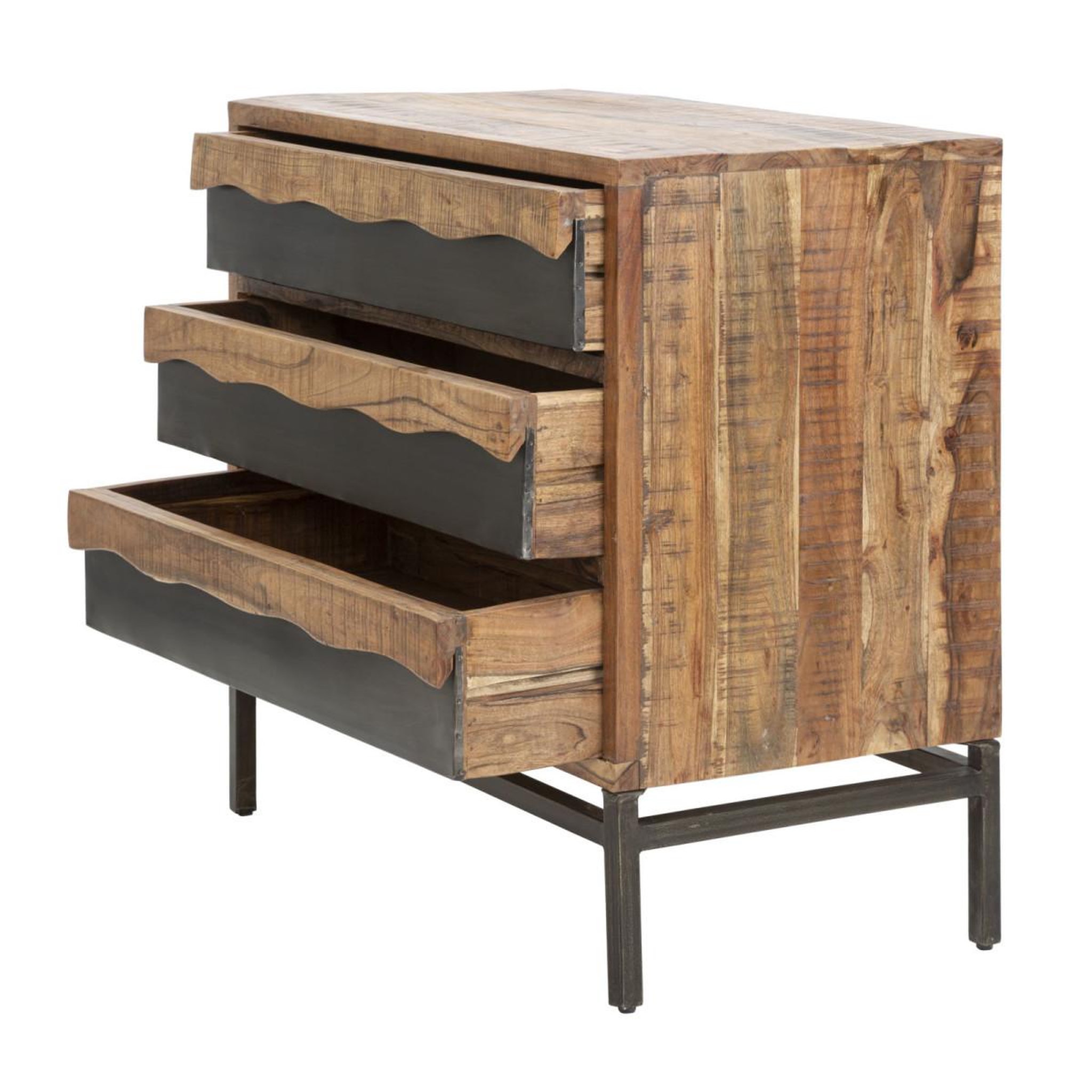 Voir la diapositive 3 : Paris Prix Commode 3 tiroirs en bois  yellowstone  88cm marron