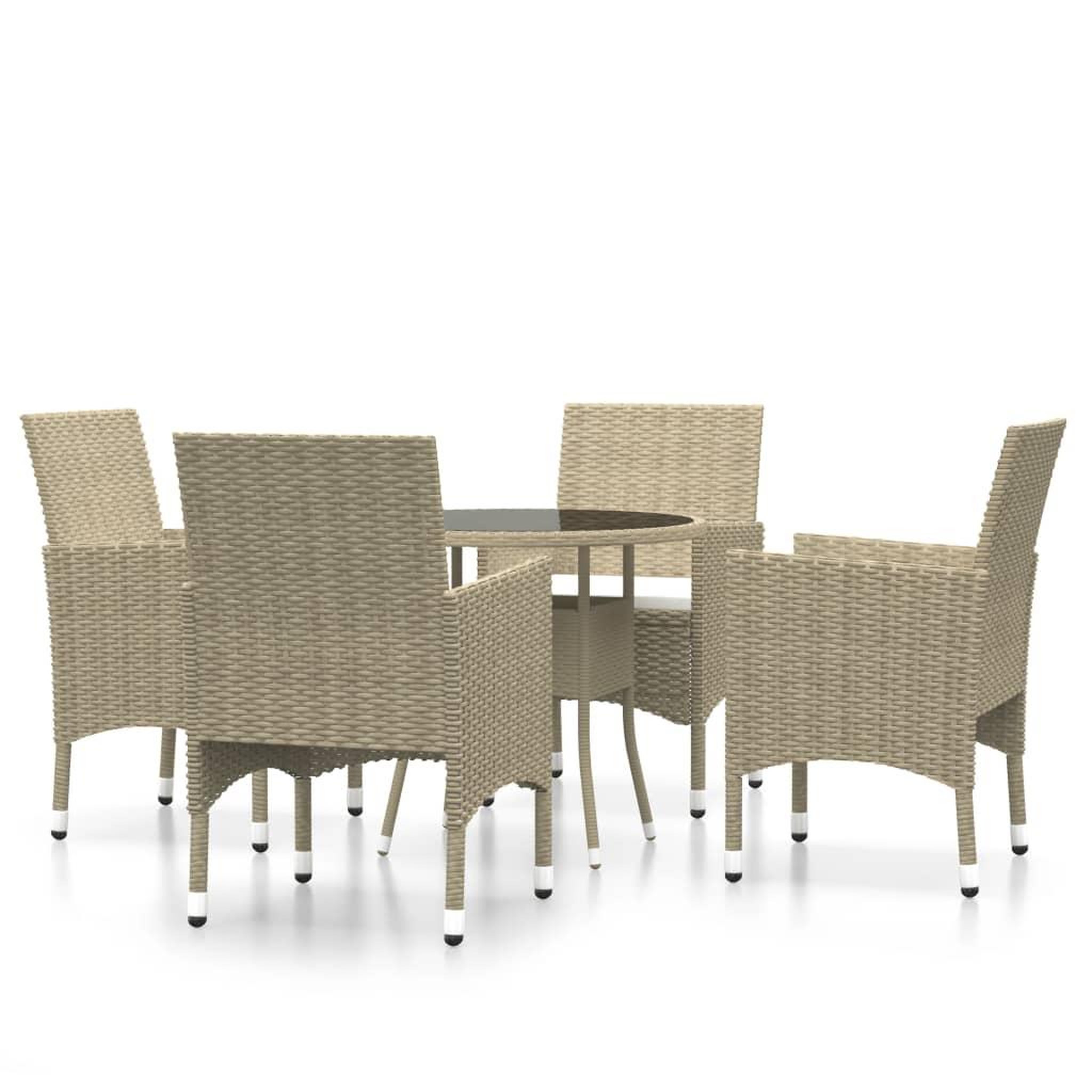 Voir la diapositive 2 : VIDAXL Ensemble a manger de jardin 5 pcs Resine tressee Beige