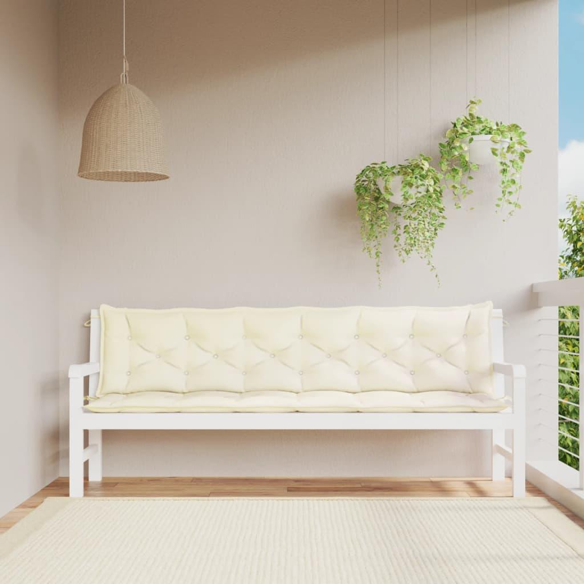 VIDAXL Coussins de banc de jardin lot de 2 blanc creme tissu Oxford