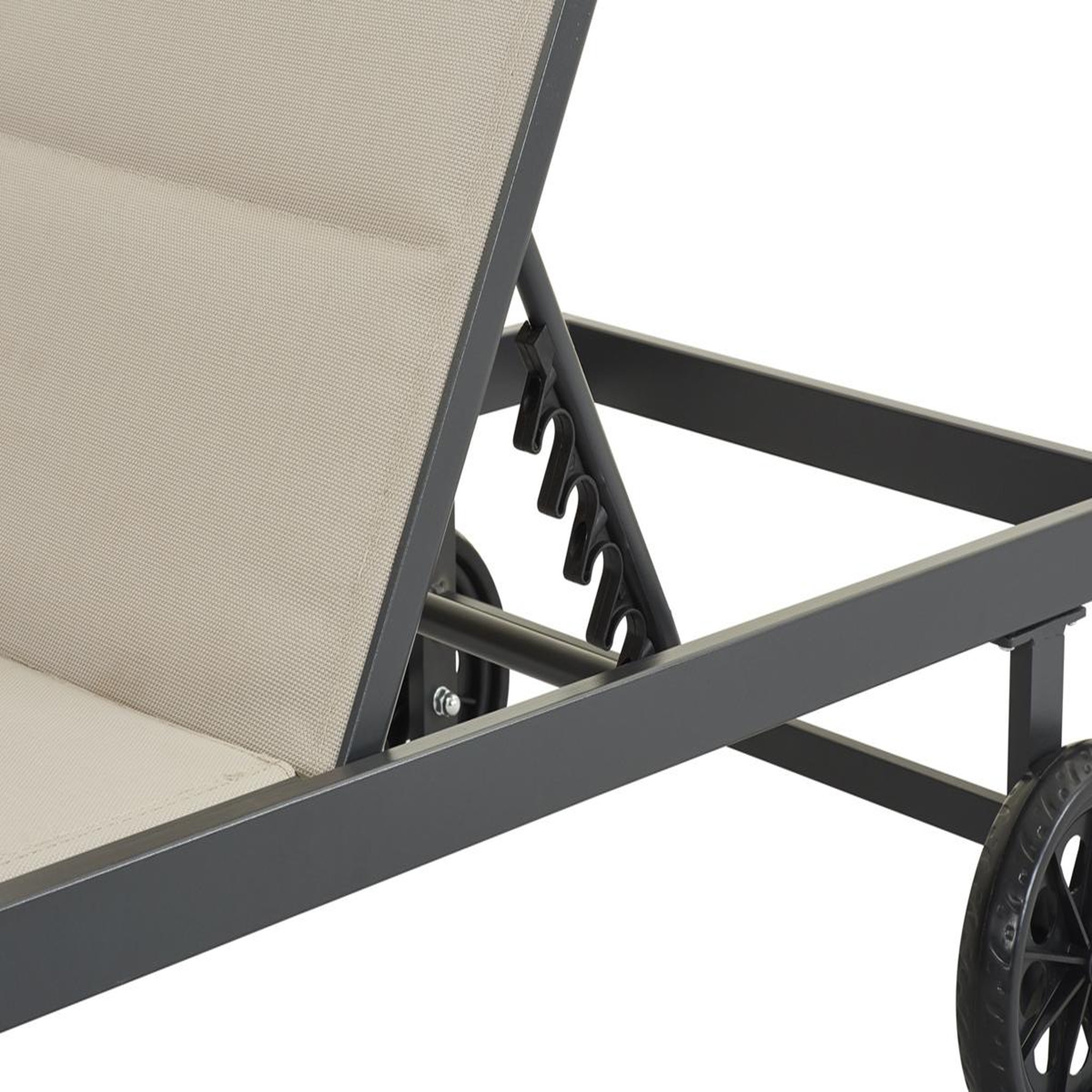 Voir la diapositive 2 : Habitat et Jardin Bain de soleil textilène matelassé et aluminium  Bella  - Phoenix - Taupe