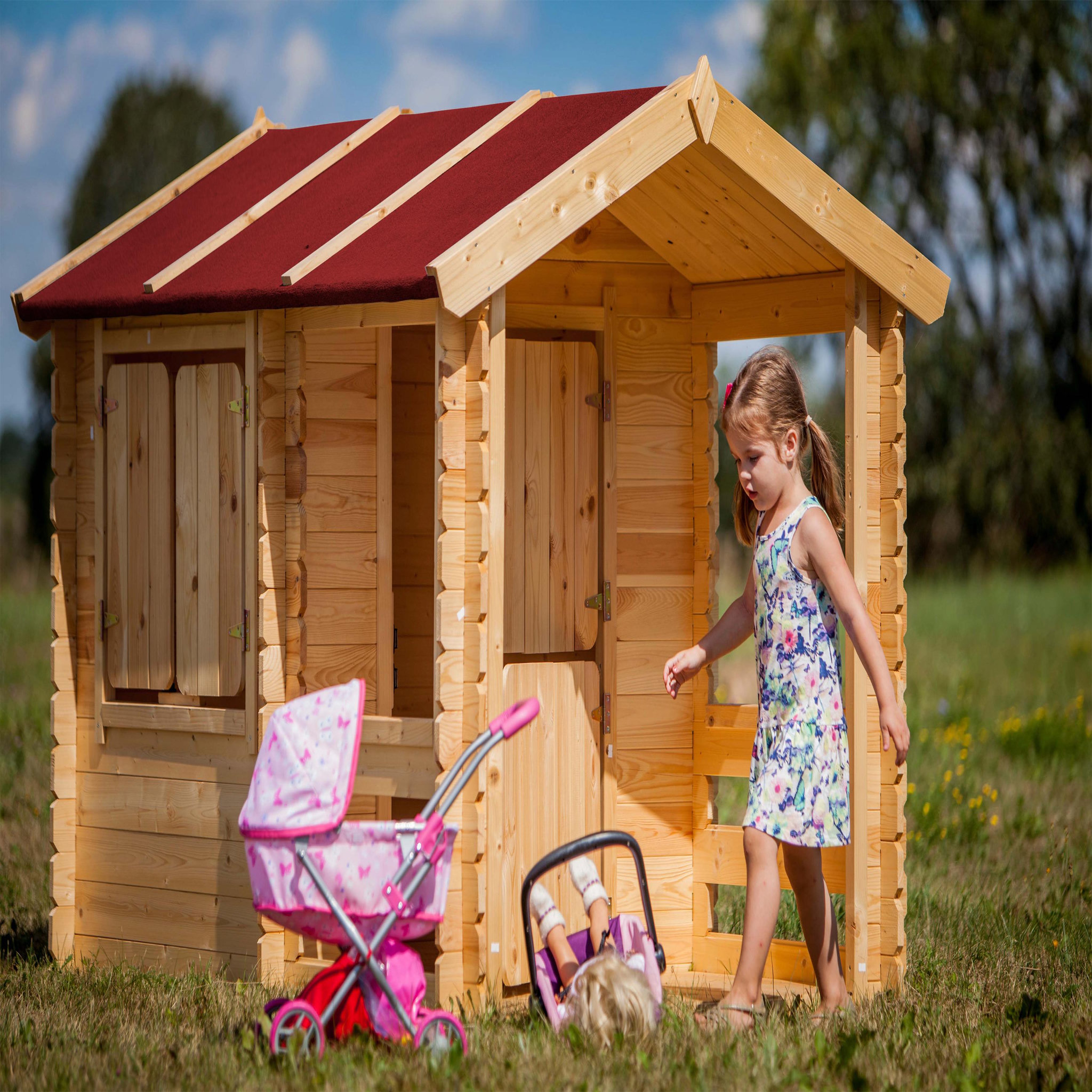 Voir la diapositive 4 : TIMBELA Maison en bois pour enfants - maison de jeux pour l'extérieur 182x146xh145cm/1.1m2 m501