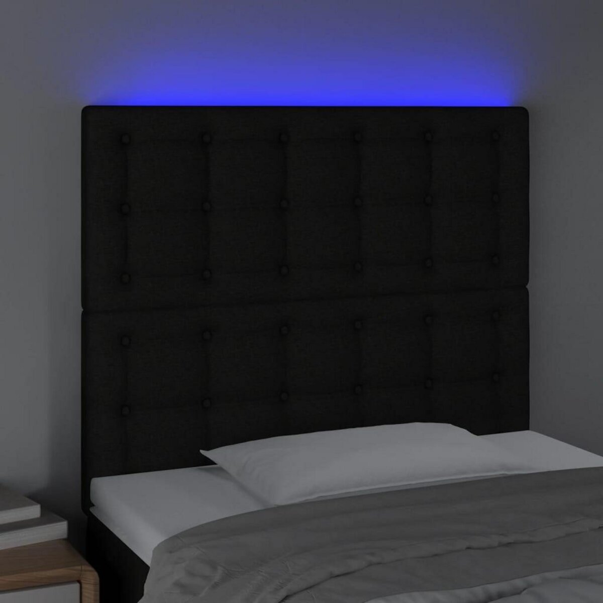 VIDAXL Tete de lit a LED Noir 80x5x118/128 cm Tissu
