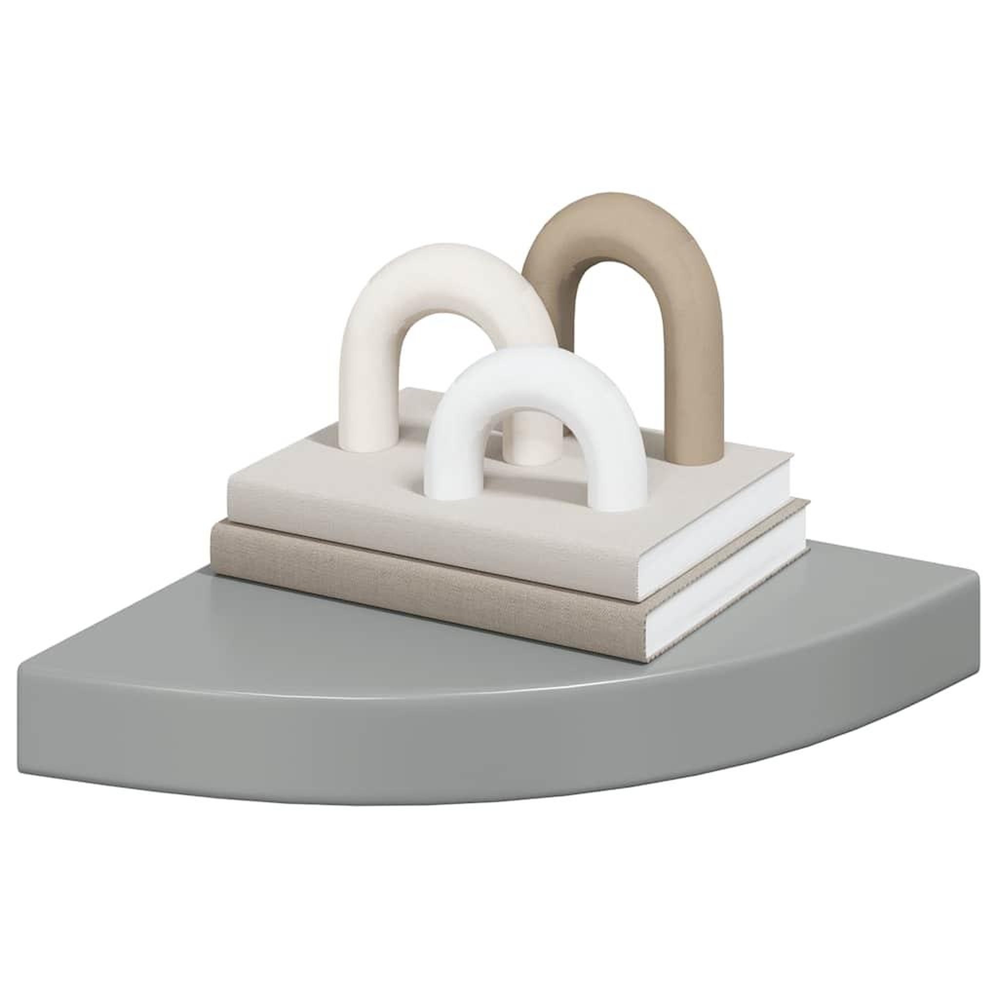 Voir la diapositive 4 : VIDAXL Etagere d'angle flottante gris brillant 25x25x3,8 cm mdf