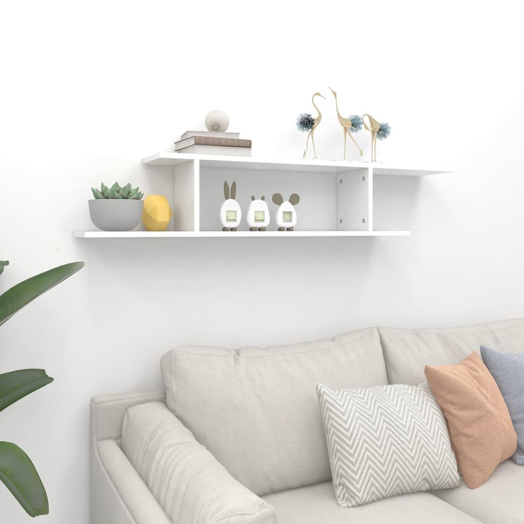 Voir la diapositive 3 : VIDAXL Etagere TV murale Blanc 125x18x23 cm Bois d'ingenierie