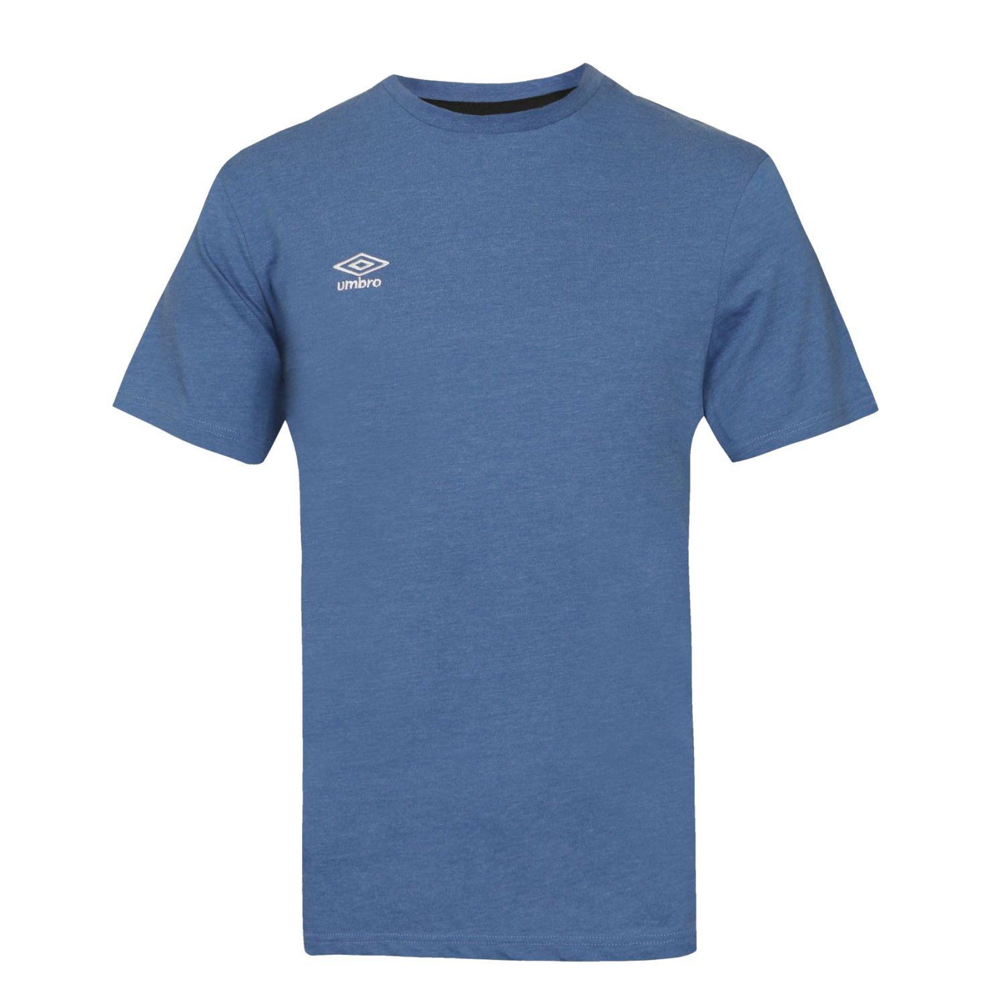 UMBRO T-shirt homme uni col rond regular en coton avec logo brodé 618290. Coloris disponibles : Bleu